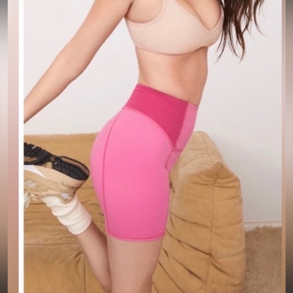 For Love & Lemon Dani Biker Shorts Pink Large New